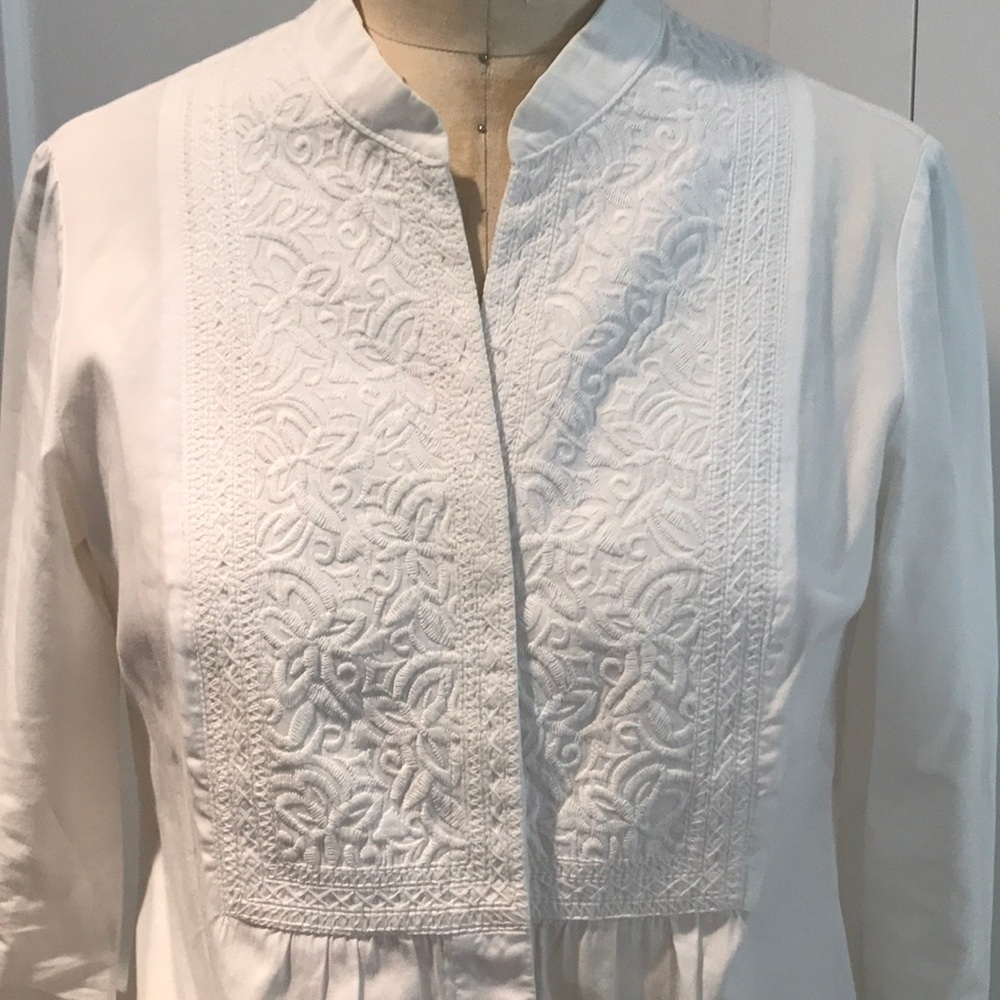White cotton & embroidery blouse VINCE